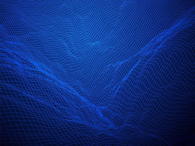 Wireframe landscape vector background cyberspace grid technology illustration