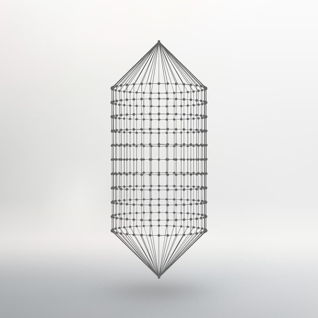 Wireframe mesh Polygonal capsule. The capsule of the lines connected dots. Atomic lattice. Driving constructive solution tank. Vector Illustration EPS10.