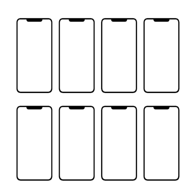 Wireframe smartphone UI UX vector isolated