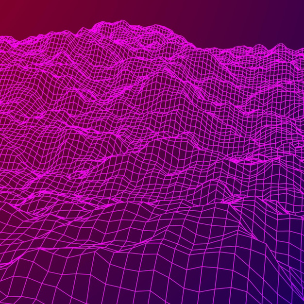 Vector wireframe terrain background