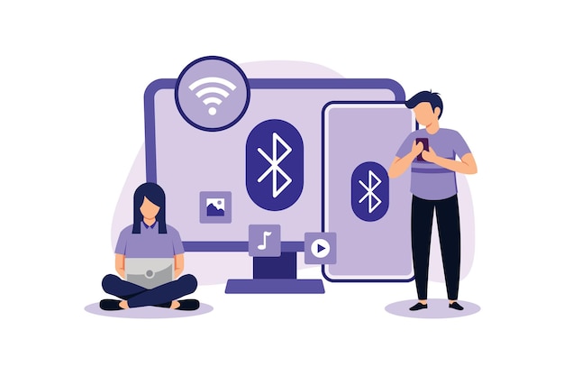 Wireless device connetion flat modern design illustration