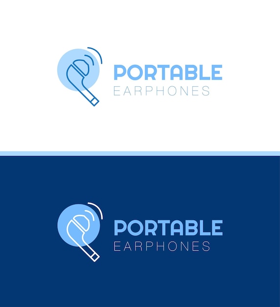 Wireless earphones logo template earbuds logotype in ear music headphone vector icon design