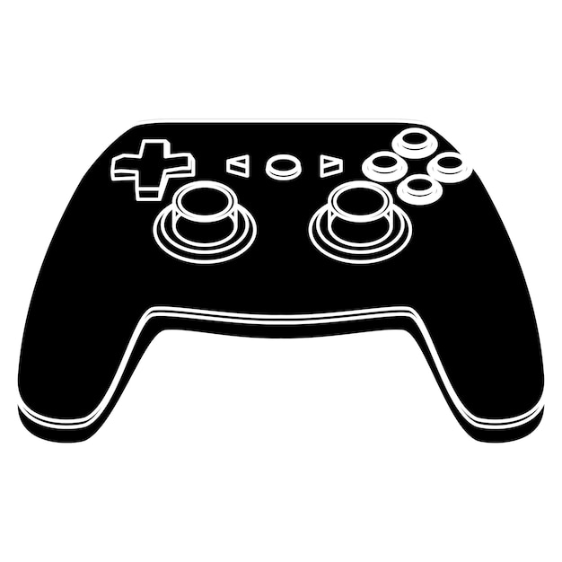 Wireless joystick silhouette for control in video games isolated on white Black and white vector