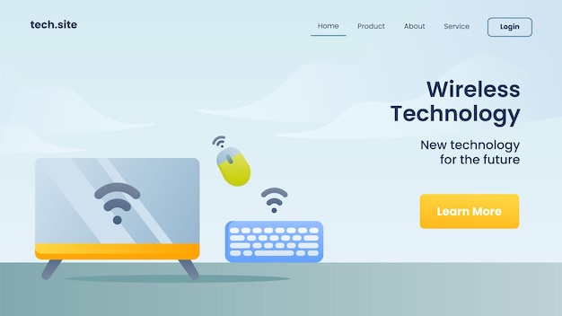 Wireless technology for website template landing homepage vector illustration