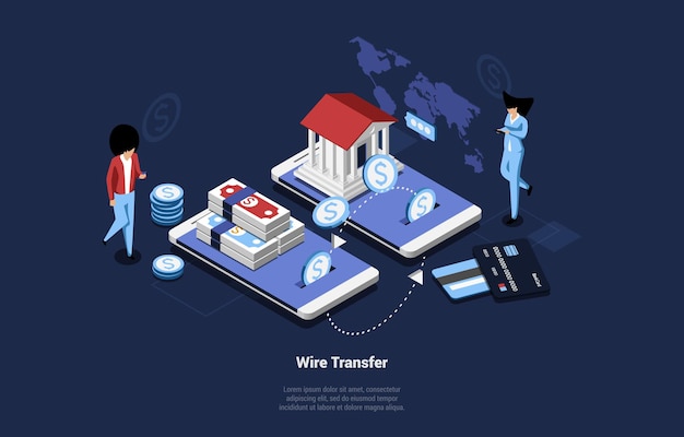 Wireless Transfer Illustration In Cartoon 3D Style