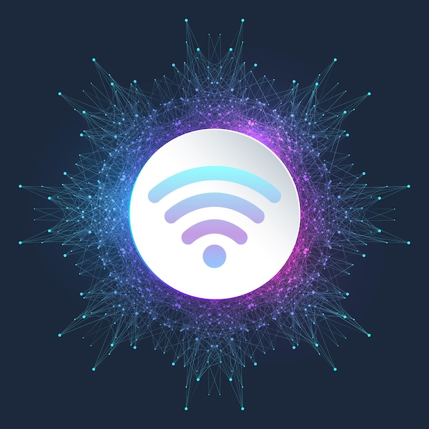 Wireless WiFi sign for remote internet access Network wireless internet WiFi connection icon WiFi wireless network signal technology internet concept High Internet speed Vector illustration