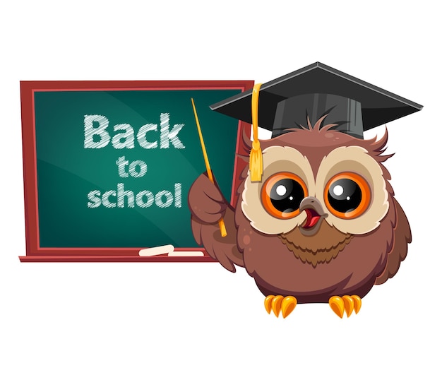 Wise owl in graduation cap Cute cartoon owl