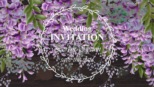 Wisteria flowers wedding invitation card