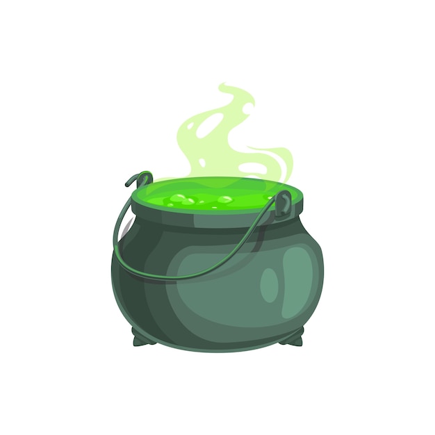 Witch cauldron Halloween magic pot with potion