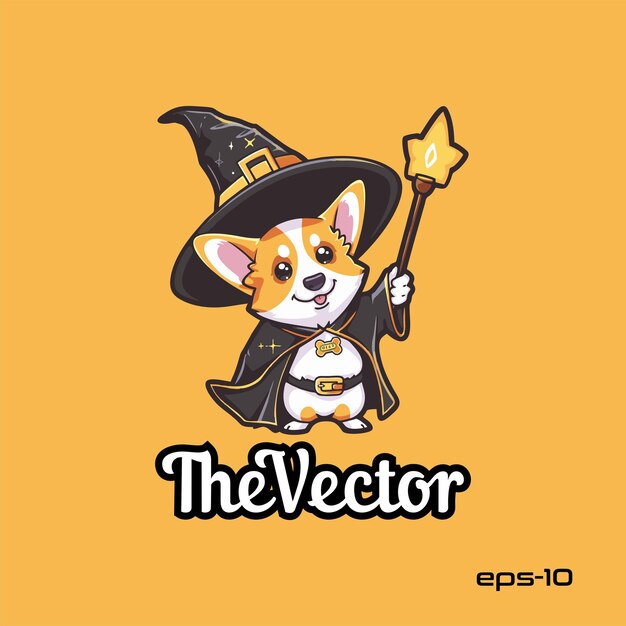 Vector witch dog logo vector mascot character cartoon illustration