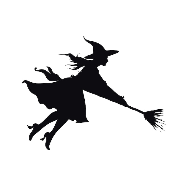 Witch flying on a broomstick