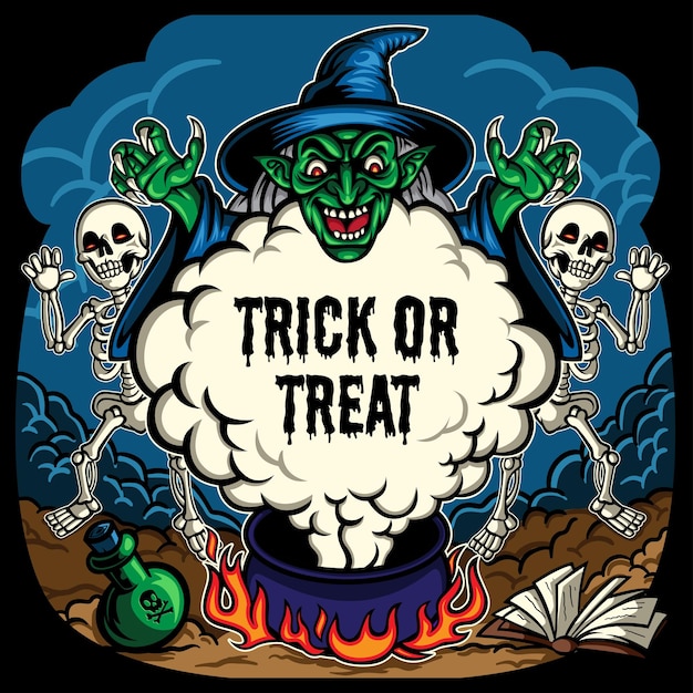 Witch Halloween Trick or Treat Card