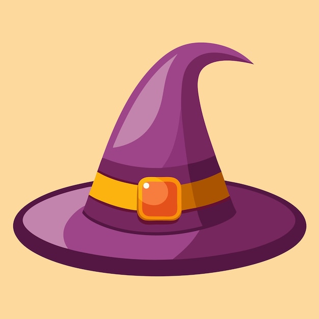 Witch Hat Cartoon Vector Icon Illustration Flat Cartoon Style