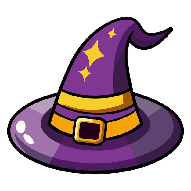 Witch Hat Cartoon Vector Icon Illustration Flat Cartoon Style