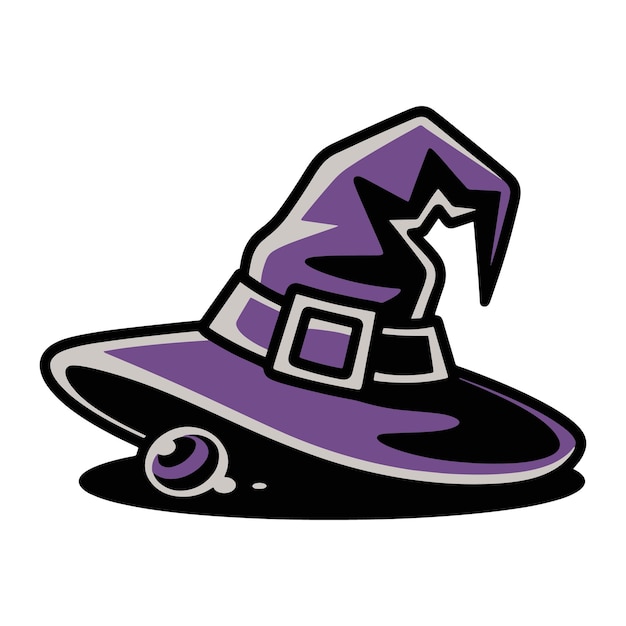 Witch Hat Cartoon Vector Icon Illustration Flat Cartoon Style