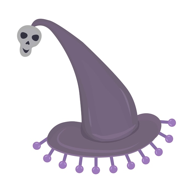 Witch hat in grey and purple colors vector color illustration for Halloween