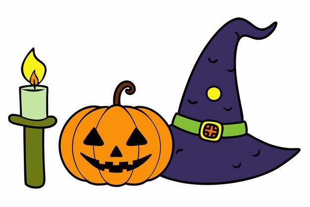 Vector witch hat pumpkin halloween vector illustration