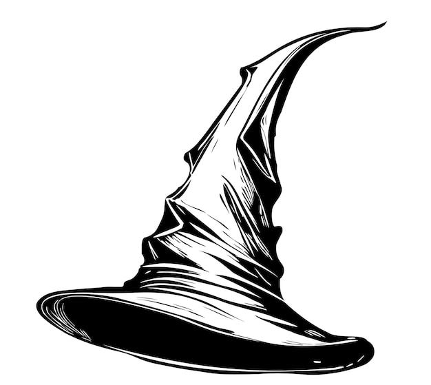 Witch hat simple sketch hand drawn halloween illustration