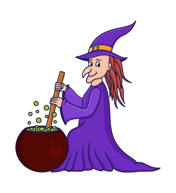 Witch Illustration Making Potions.