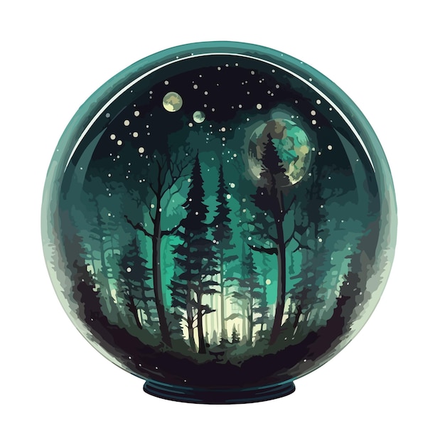 Witch magic ball clipart isolated vector illustration