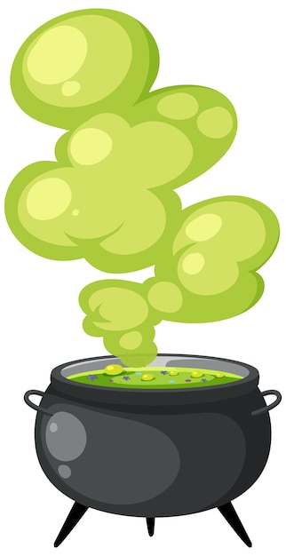 Witch magic potion pot on white background