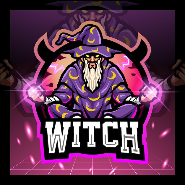 Witch mascot esport logo design