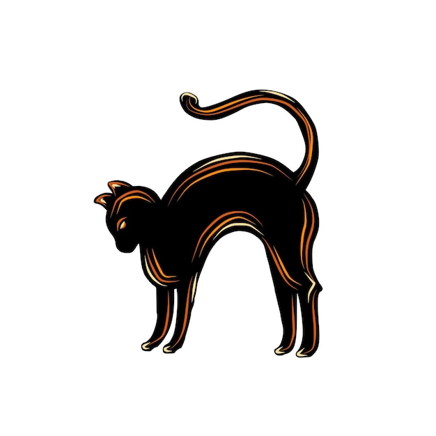 Witch's cat black Vector illustration EPS with transparent background