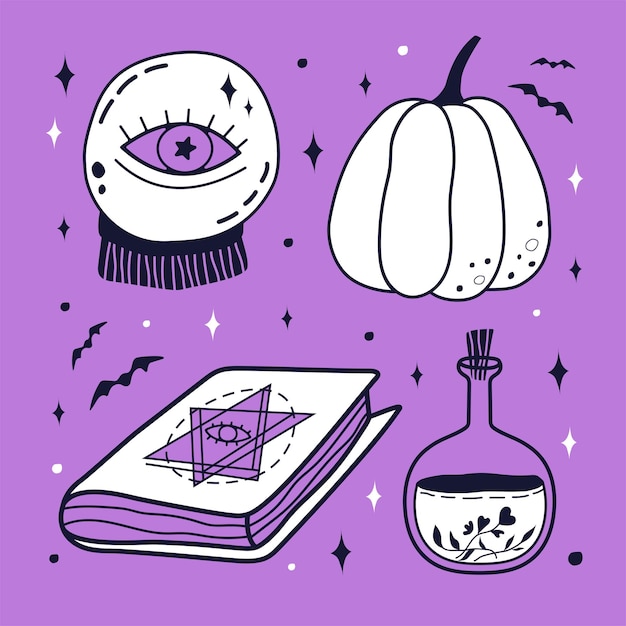 Witchcraft and Magic Illustrations. Halloween wizardry.