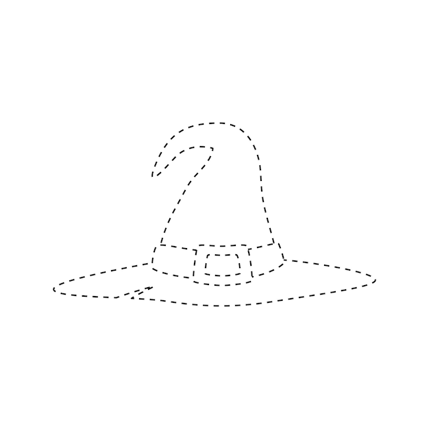 Wizard Hat tracing worksheet for kids