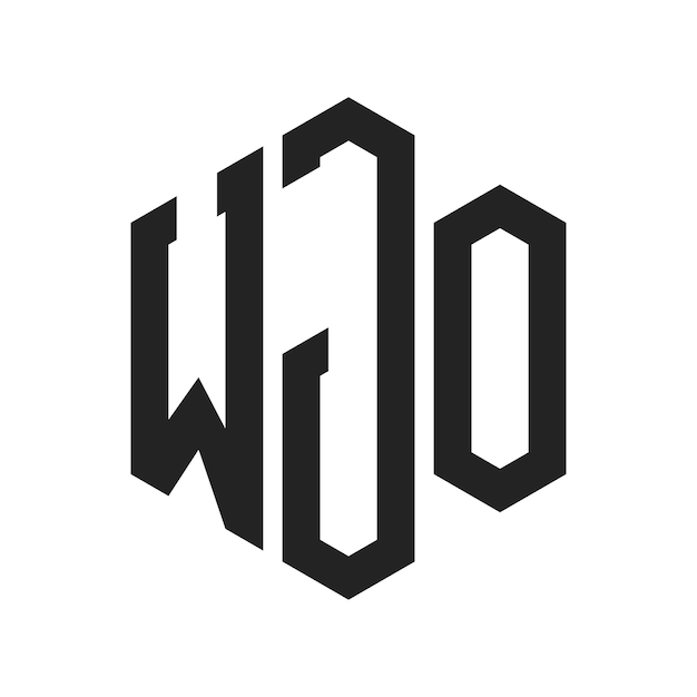 Vector wjo logo design initial letter wjo monogram logo using hexagon shape