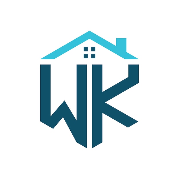 WK House Logo Design Template Letter WK Logo for Real Estate Construction or any House Related Business