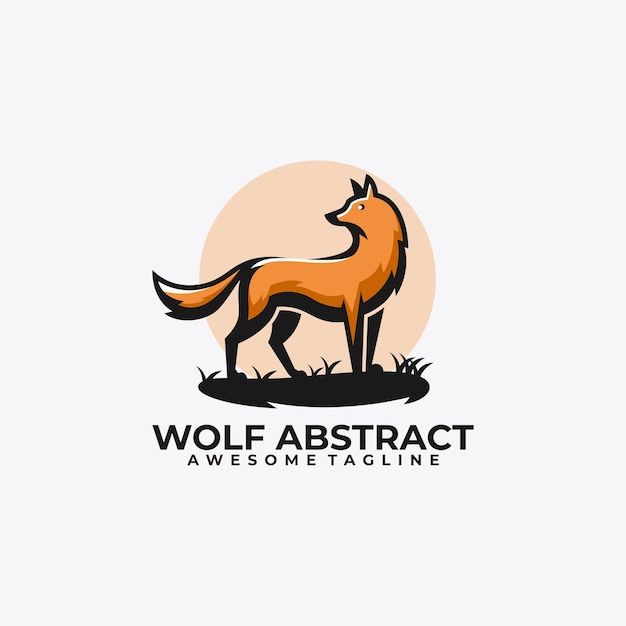 Wolf abstract logo design vector flat color