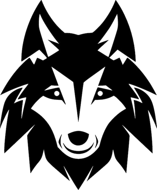 Wolf Black and White Isolated Icon Vector illustration