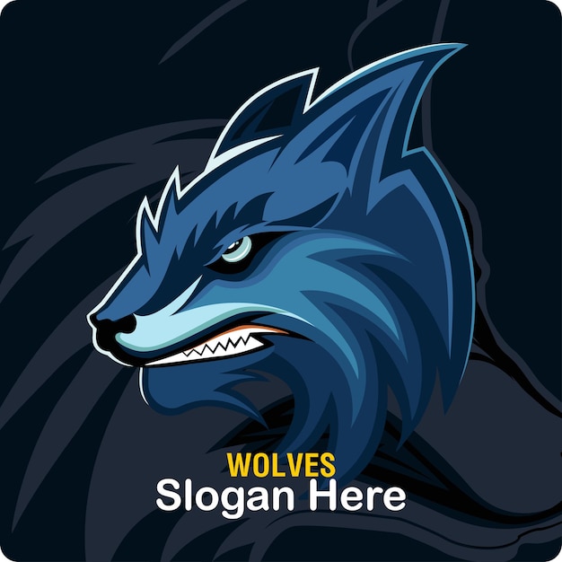 wolf blue e-sport mascot logo vector, wolves Symbol Design Illustration, wolf illustration logo