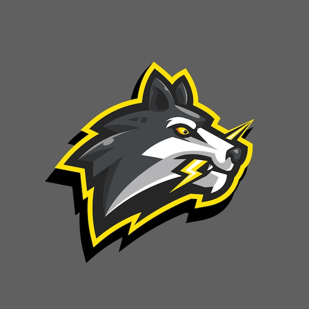 Wolf carrying lightning mascot logo