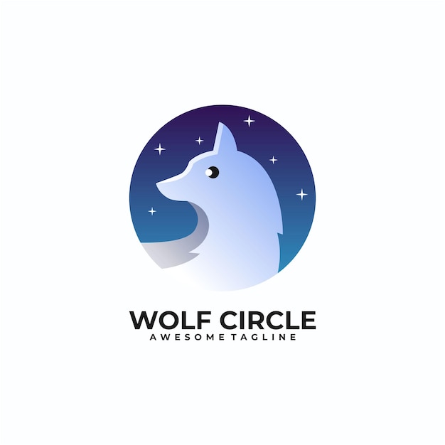 Wolf circle logo design template modern color