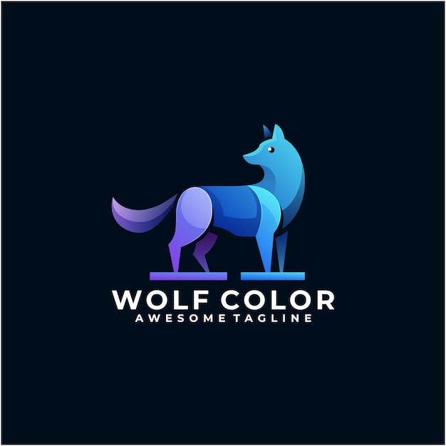 Wolf colorful logo design template