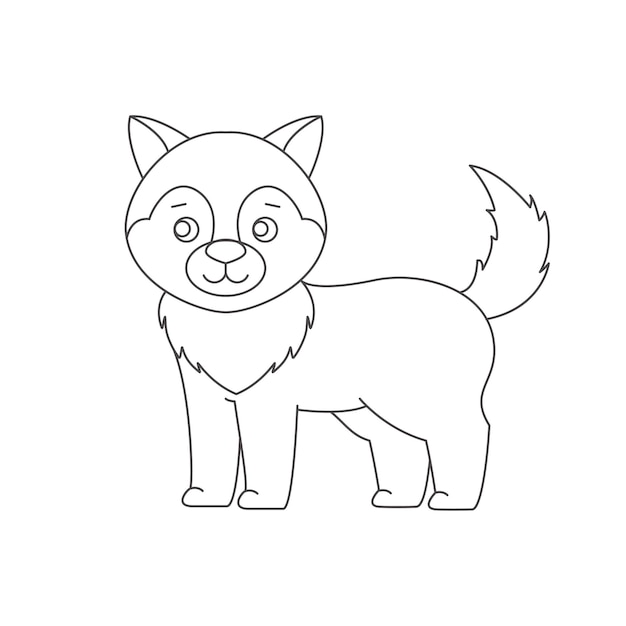 Wolf  for coloring book.Isolated on white background.Line art design.Vector illustration