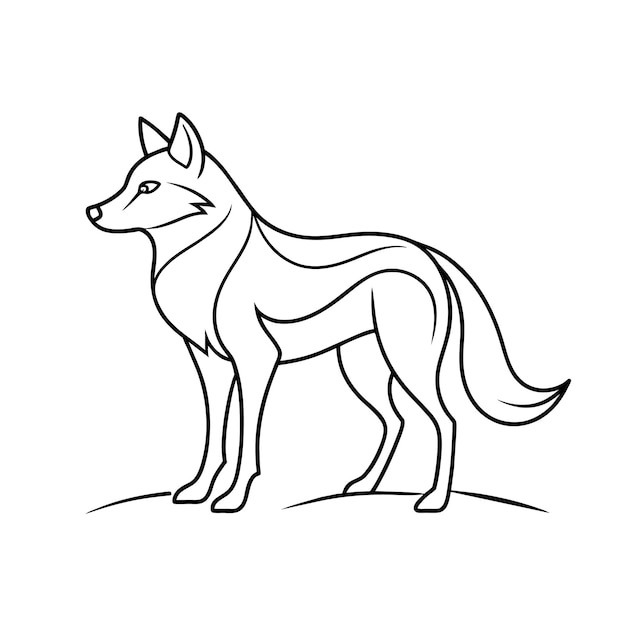 Wolf continuous line art vector illustration