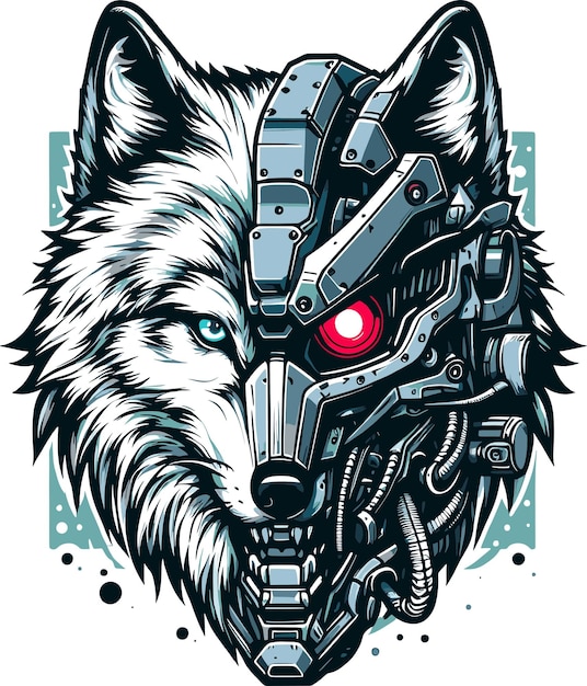 WOLF CYBORG VECTOR ART