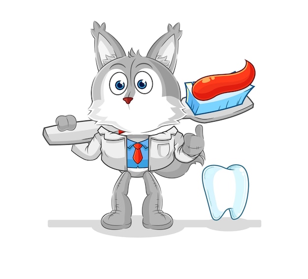 Wolf dentist illustration character vector