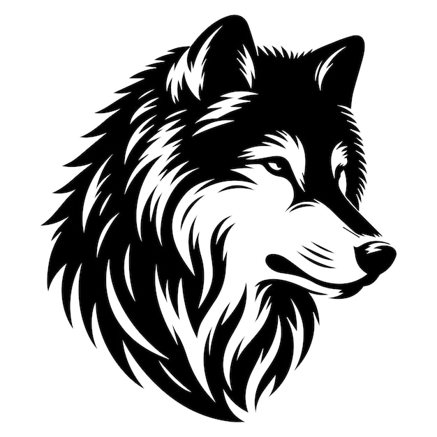 Vector wolf face vector art with calm expression