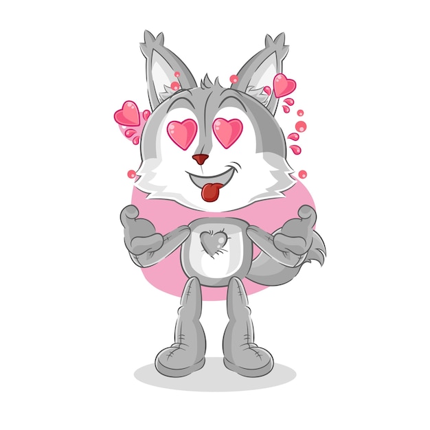 Wolf fallin love vector cartoon character