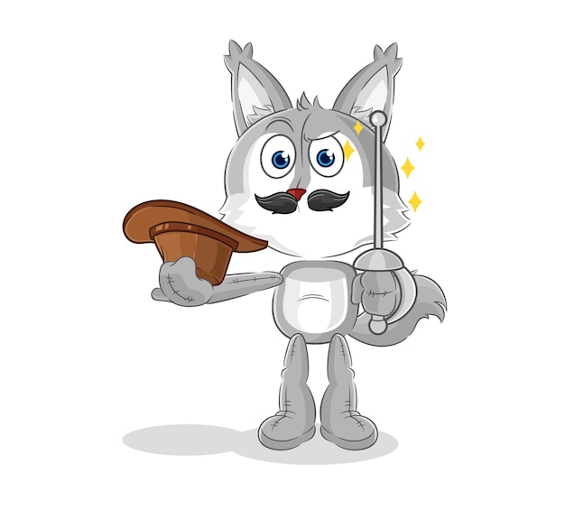 Wolf fencer character cartoon mascot vector