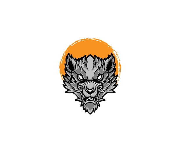 Wolf ferocious head illustration logo