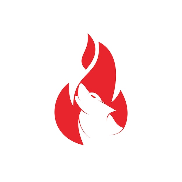 Wolf fire vector logo design template