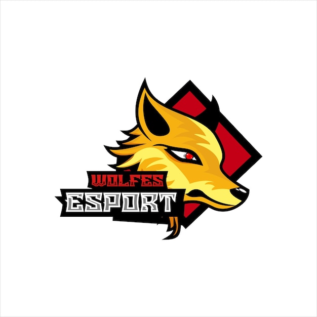 Vector wolf gaming esport logo design mascot