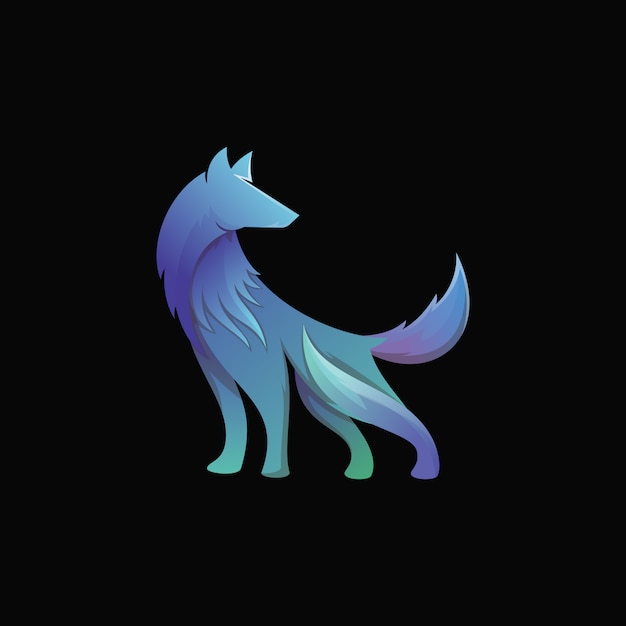 Wolf gradient colorful modern animal logo illustration