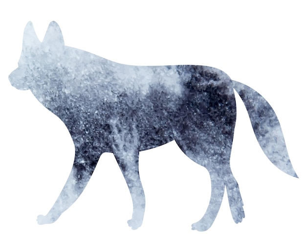 Vector wolf gray watercolor silhouette on white background isolated vector