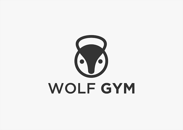 wolf gym logo design vector silhouette illustration